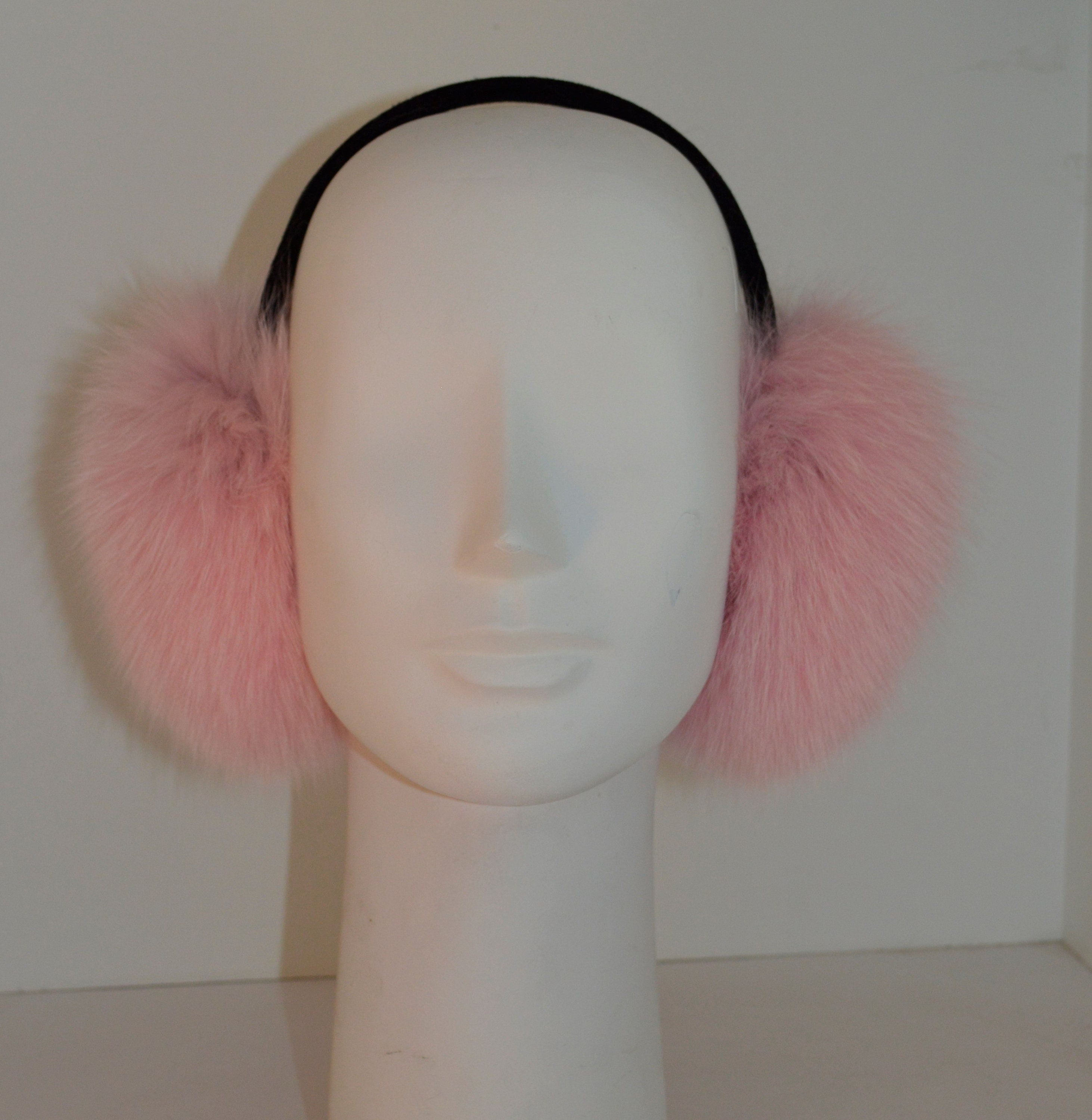 Real Fox Fur Earmuffs Light Pink New Genuine Authentic - Etsy display picture 1