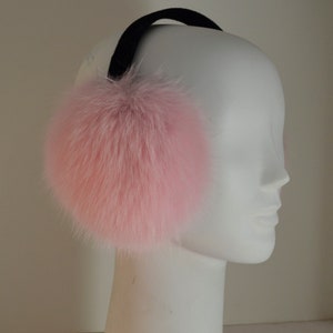 Real  Fox Fur Earmuffs Light Pink new   genuine authentic