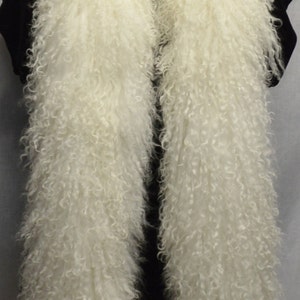 Natural White Mongolian Lamb Tibetan  Fur Boa Double sided new   real genuine authentic tibet fur scarf