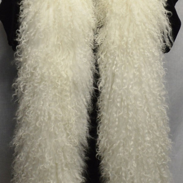Natural White Mongolian Lamb Tibetan  Fur Boa Double sided new   real genuine authentic tibet fur scarf