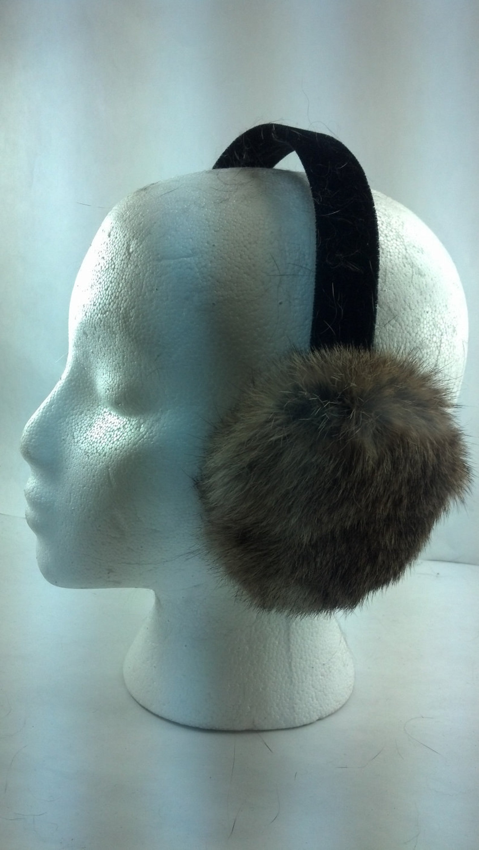 Long Hair Rabbit Fur Earmuffs Natural Grey or Brown New Gray - Etsy