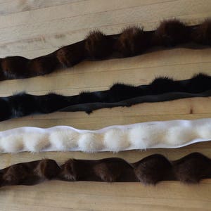 Real Genuine Mink Fur Pom Poms Trim   black, dark brown, ivory or brown new Manufactured in USA