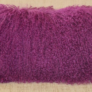 Mongolian Lamb fur Orchid Pillow purple tibet tibetan new   authentic genuine real cushion insert included