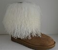 Mongolian lamb Fur boot cuffs detachable Natural white cuff New   tibet