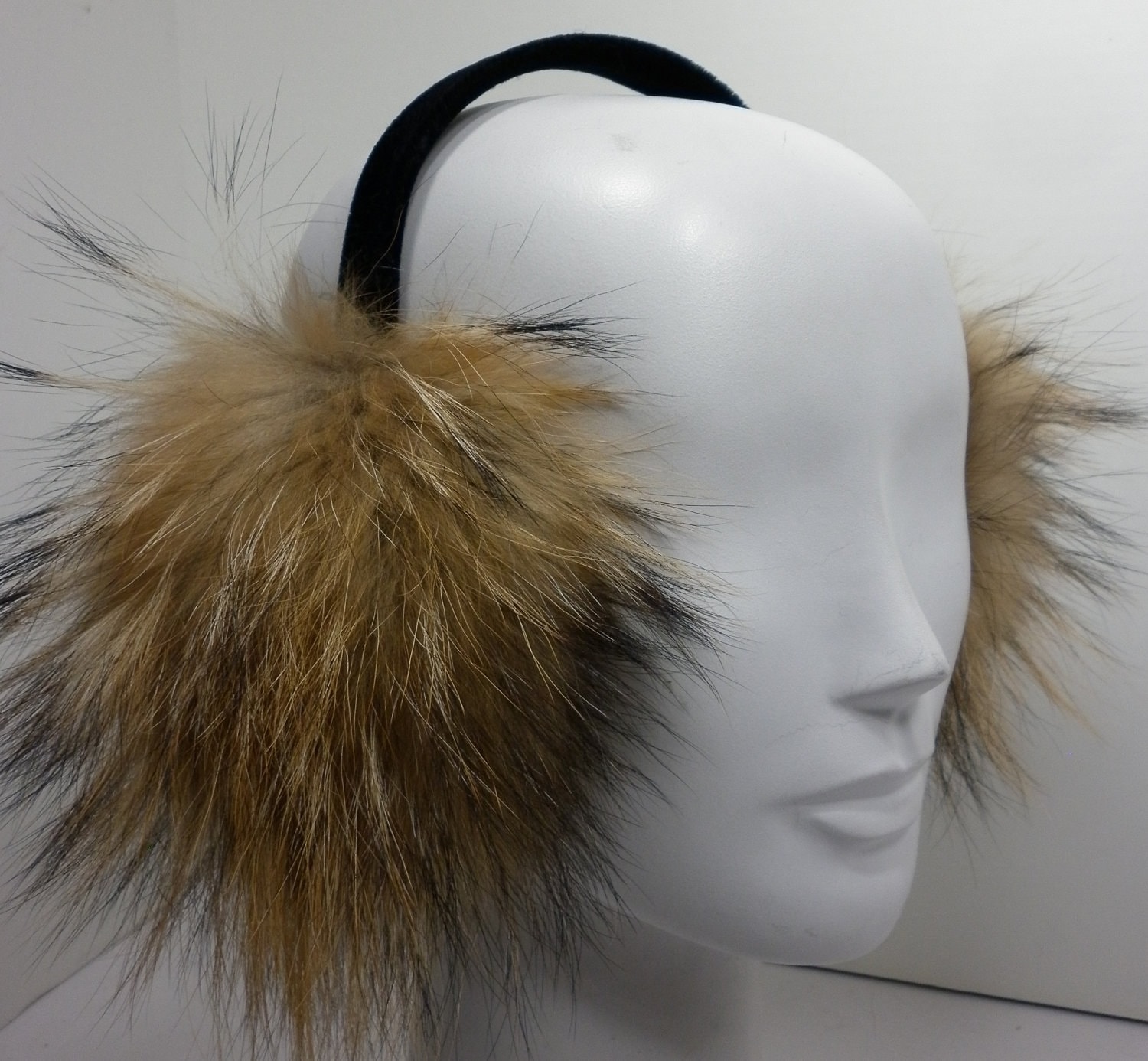 Raccoon Fur Earmuffs made in usa new | Etsy