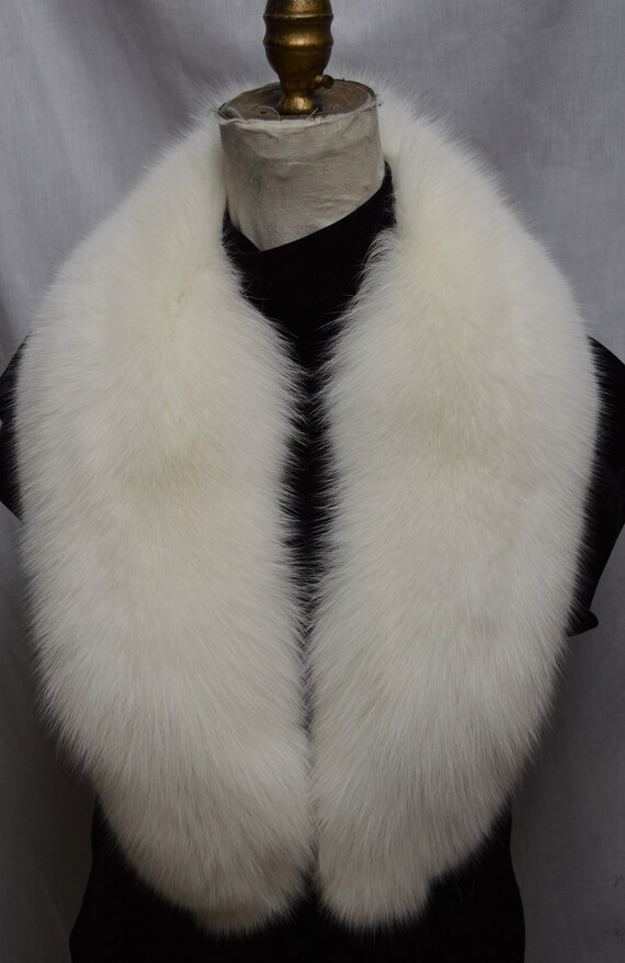 Real Genuine Natural White Fox Detachable Fur Collar New  display picture 3