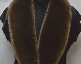 Real  Beaver fur Collar Sheared Plucked Brown Women Men detachable new