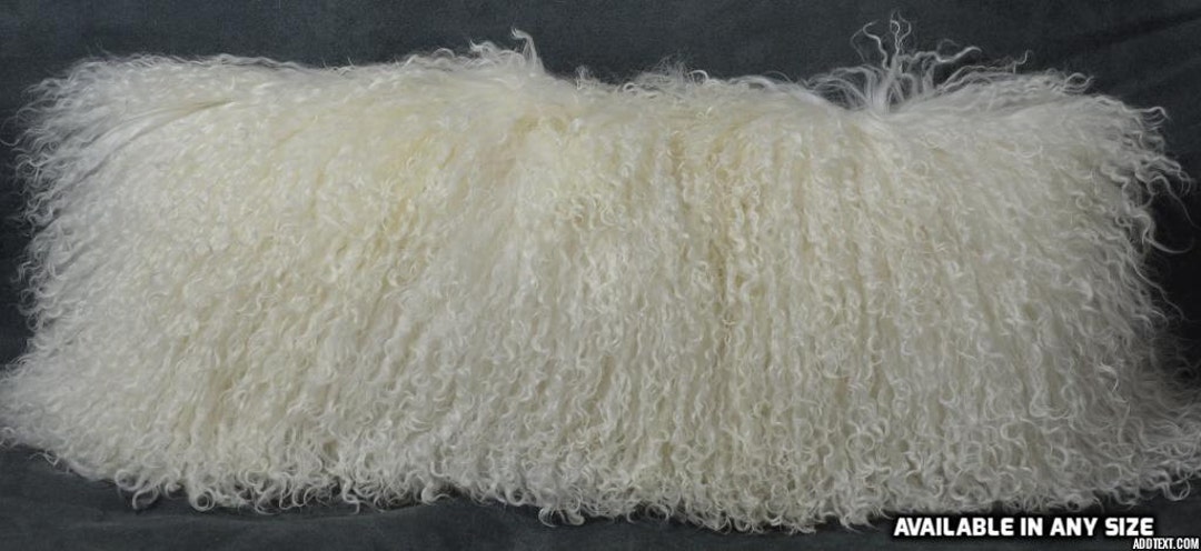 24x24 Inch Real Mongolian Tibetan Lamb Fur Pillow Cover - Genuine Wool Cushion Cover