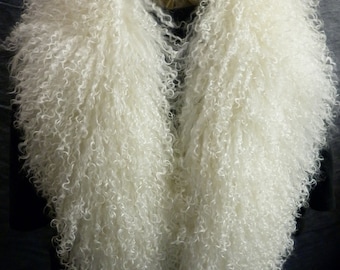 Genuine  Mongolian Tibetan  Fur Collar Natural White Real new authentic tibet