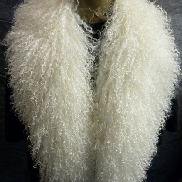 Real Genuine Natural Detachable Mongolian Tibetan Fur Collar new    authentic Tibet fur
