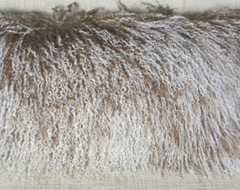 Pillow Case Tibetan Lambskin Champagne 45 x 45 cm Tibet Lamb Fur Pillow tibet fur