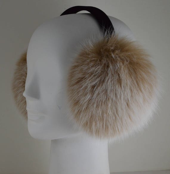 Real Fox Fur Earmuffs Snow Top Blush New Made in Usa Genuine | Etsy
