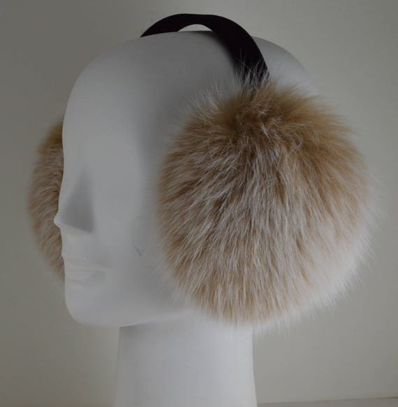 genuine Arctic fox fur earmuffs size small fox-fur-ear-muffs-with-velvet-  main image 3