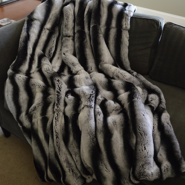 Real Rabbit Fur Blankets Etsy