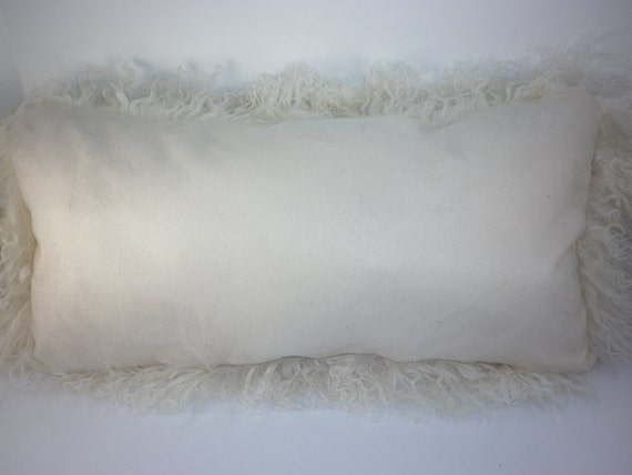 Real Natural Mongolian Lamb fur Lumbar Pillow New sheepskin fur cushion insert included