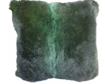 Real Genuine Green Fur PillowFull Skin Opossum New Zealand new  made in usa  authentic fur cushion