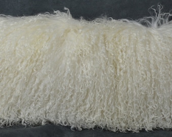 Mongolian wool Tibet Lamb Pillow White Fur Natural