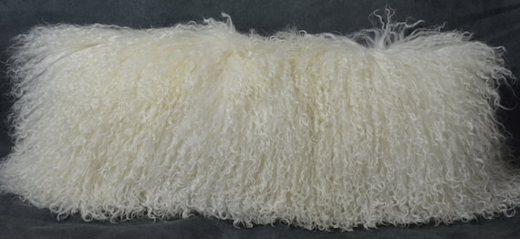 Mongolian wool Tibet Lamb Pillow White Fur Natural