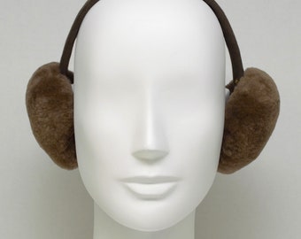 Real Brown Sheared Beaver Fur Earmuffs new Very Soft