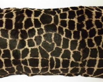 Real Rabbit Fur Sheared Pillow Dyed Dyed Brown Tan Print New Insert Included