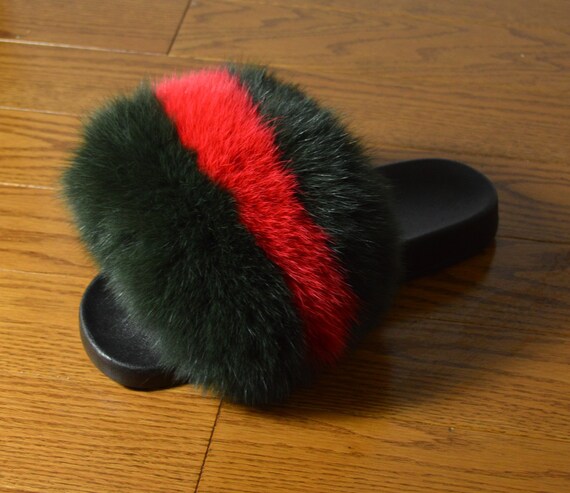 gucci fur slide sandals
