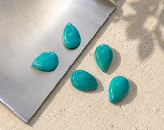 Cabochon di turchese Arizona a forma di pera, 8 x 12 mm, con retro piatto, pietra preziosa naturale di turchese per la creazione di gioielli.