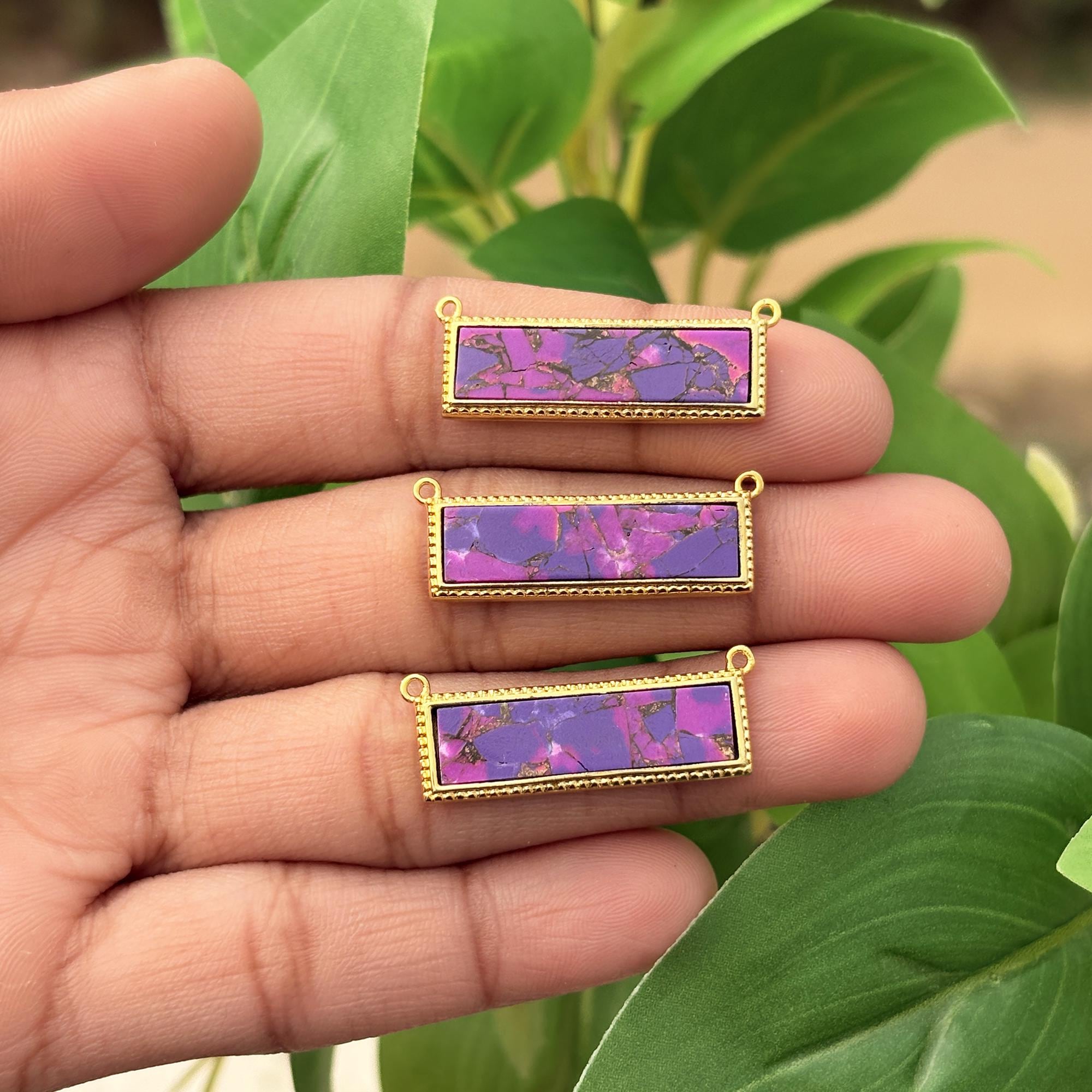 Gold Plated Mohave Copper Turquoise Bar Connector: Charm