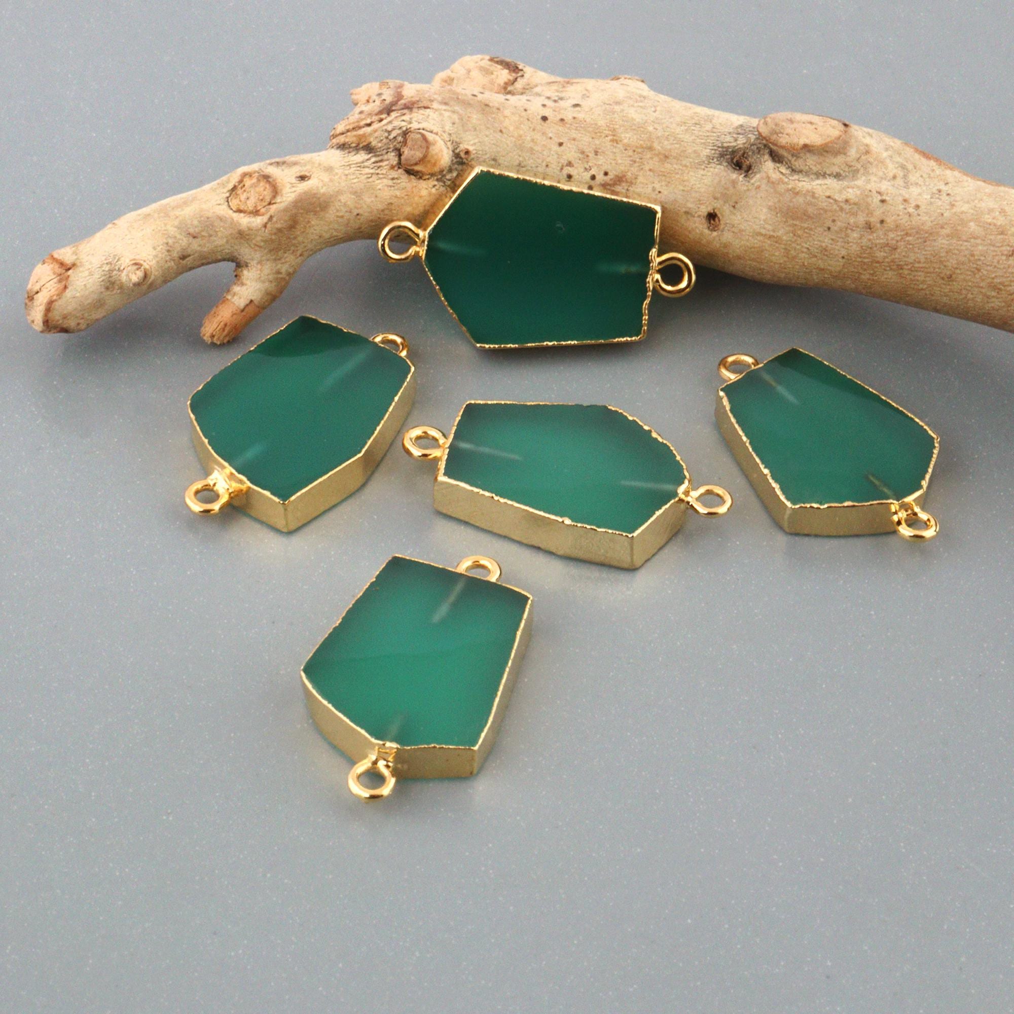 Green Onyx Gold Plated Connectors, Making