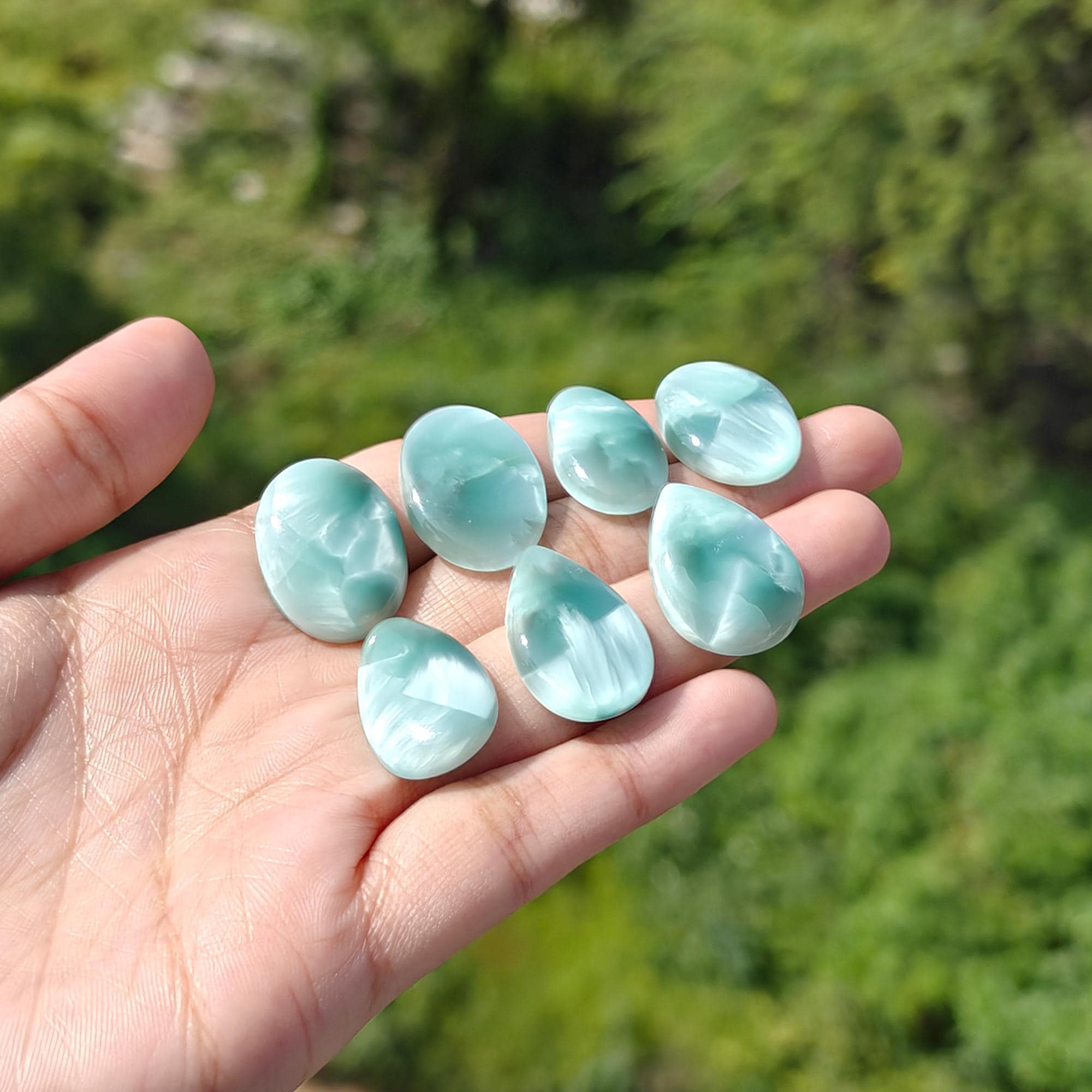 7 Pcs Natural Hemimorphite Freeform Cabochon Gemstone: Lot