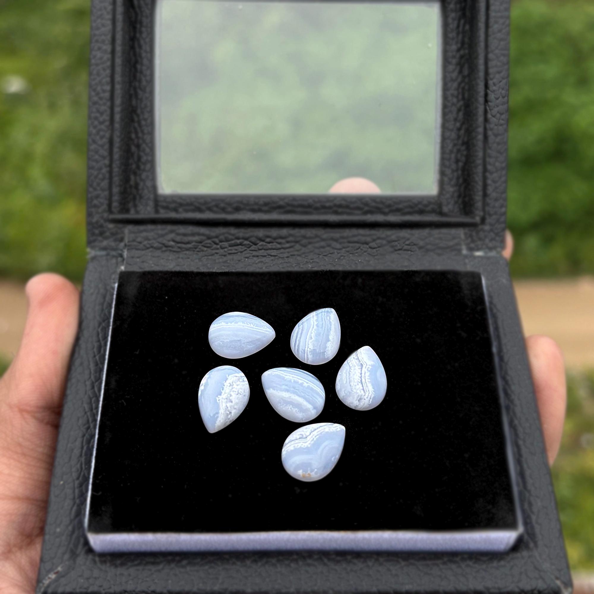 10X14mm Pear Shape Blue Lace Agate Cabochon Loose Gemstone