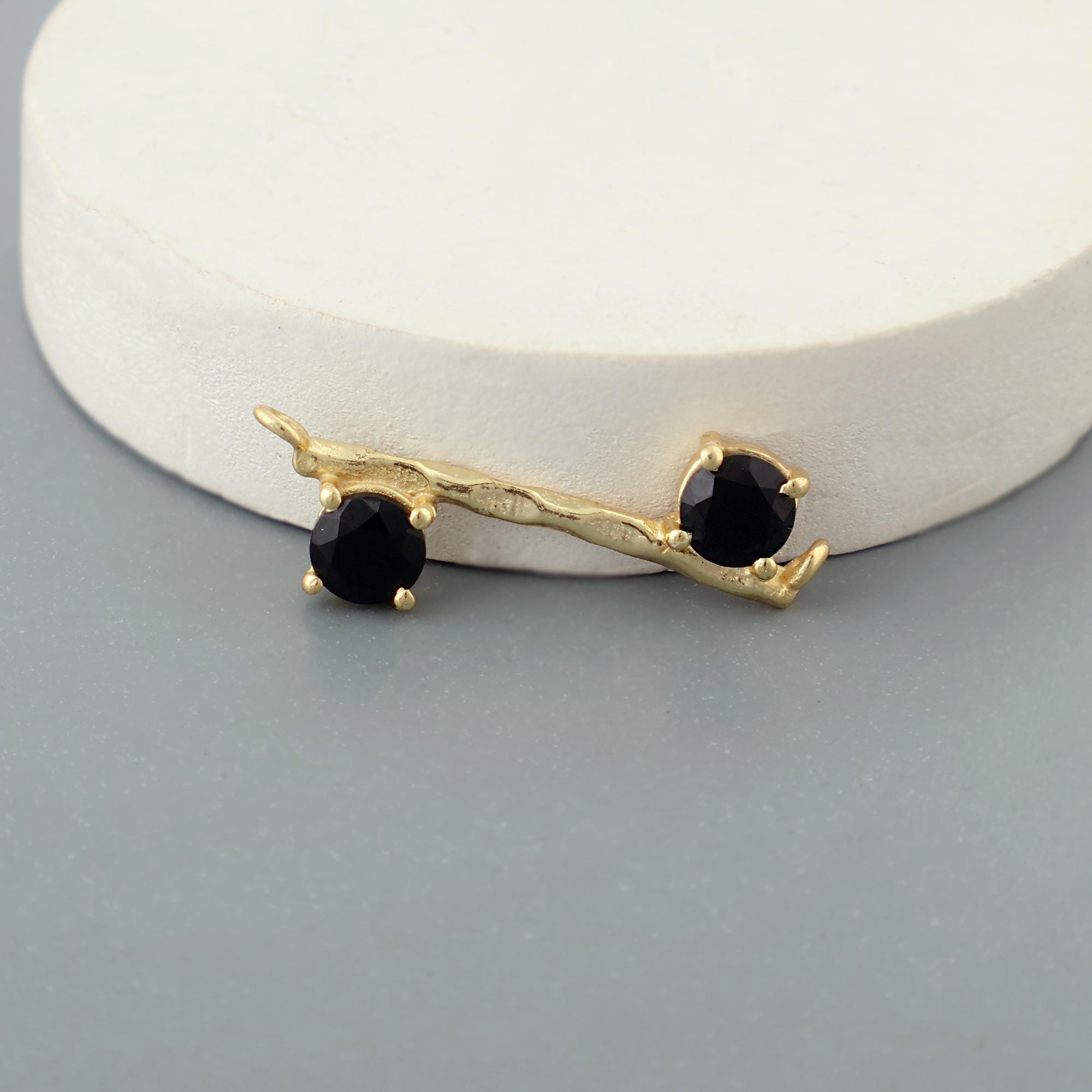 Round Gemstone Bracelet Necklace Charm: Gold Plated Prong Double Bail Minimalist
