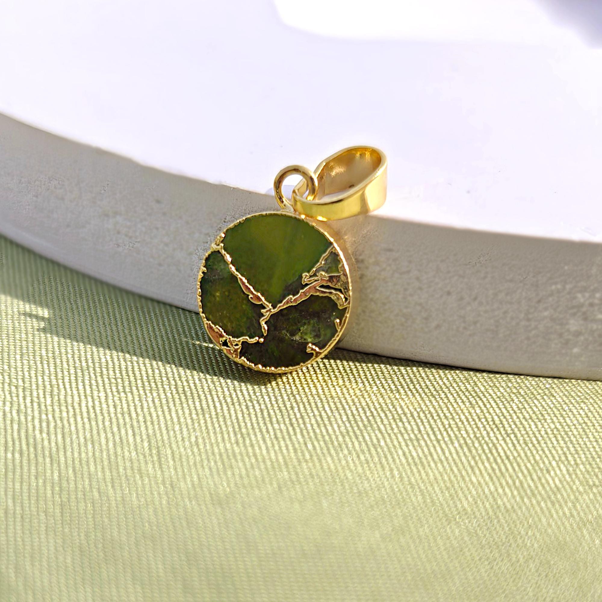 Peridot Mohave Turquoise Pendant Gold Electroplated Compressed