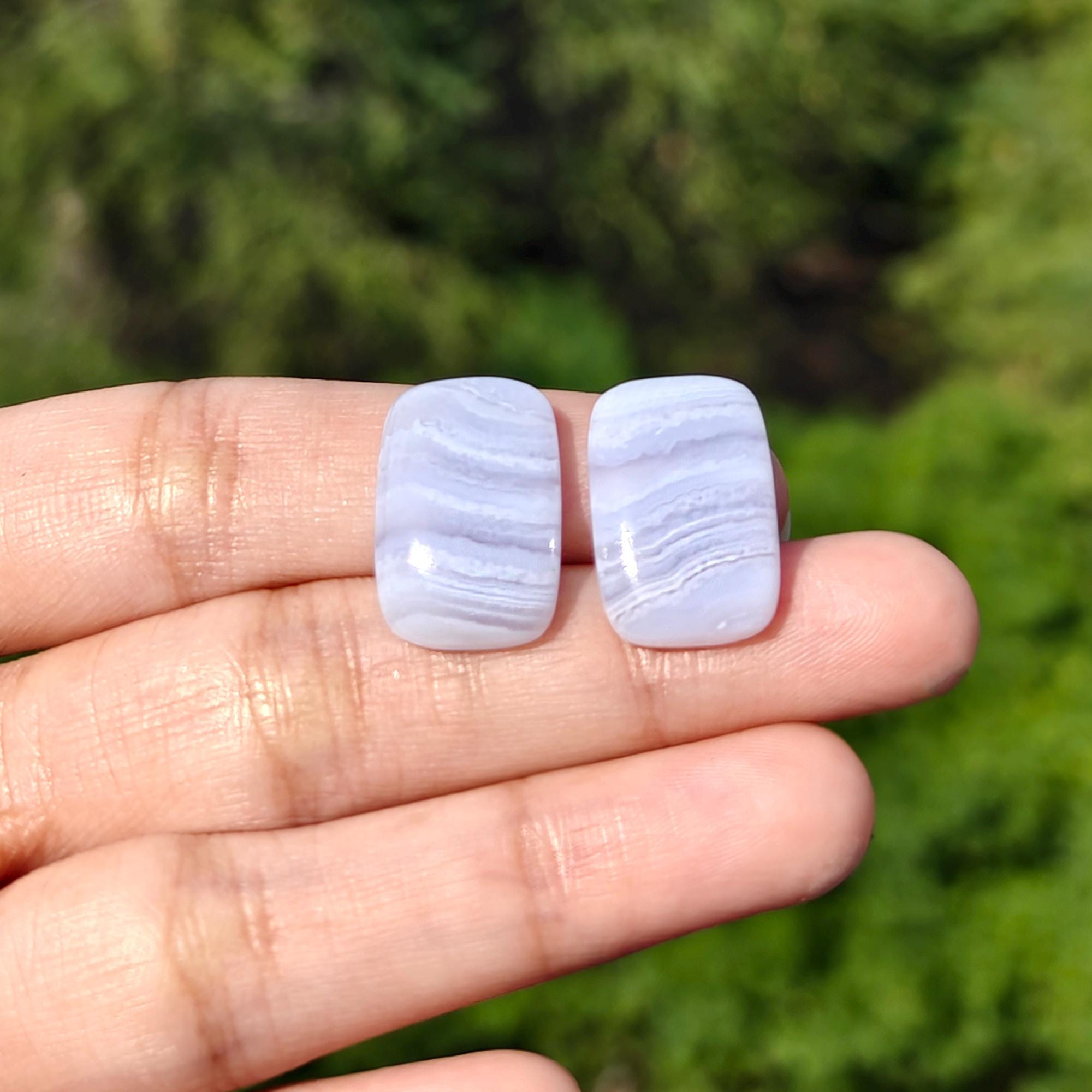 Blue Lace Agate Shape Earrings Pair: Loose Gemstones