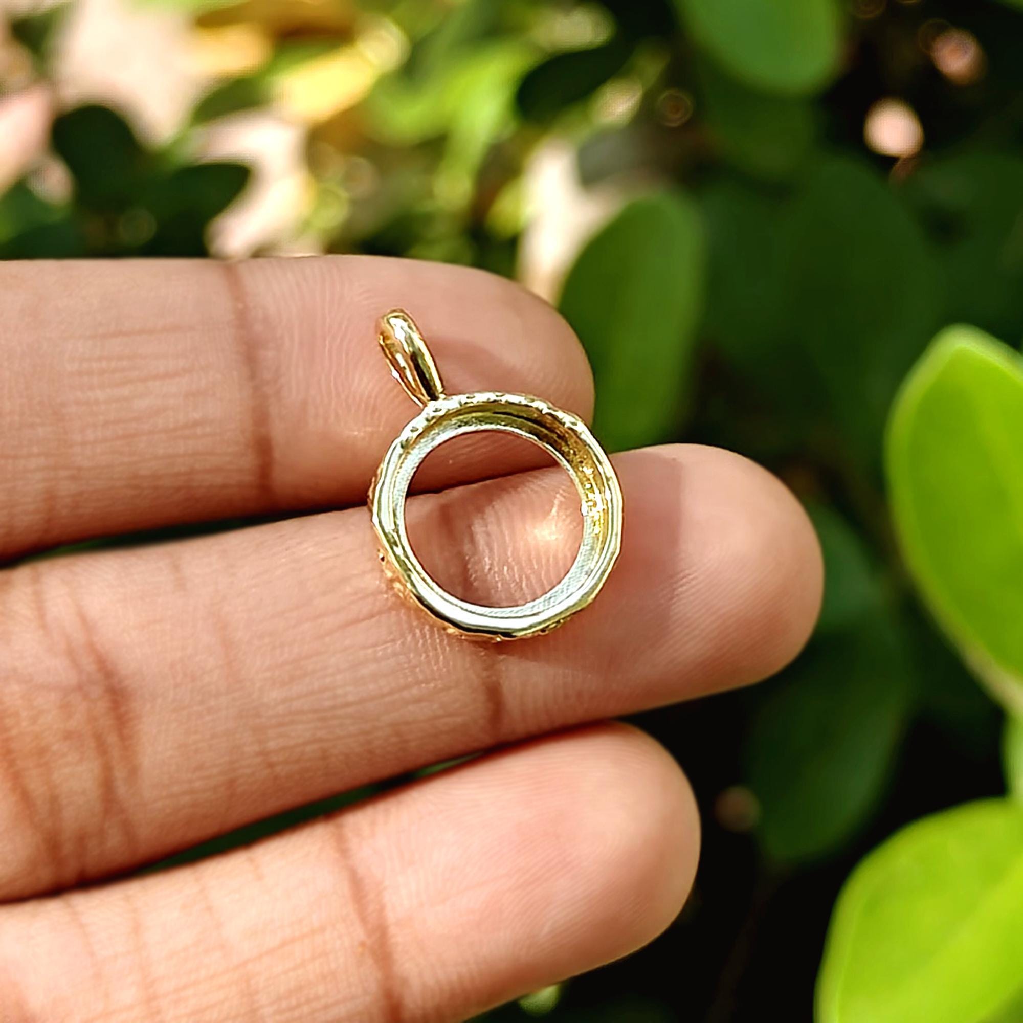 Gold Plated Round Bezel Pendant Blank Frame Charm Necklace Connector DIY