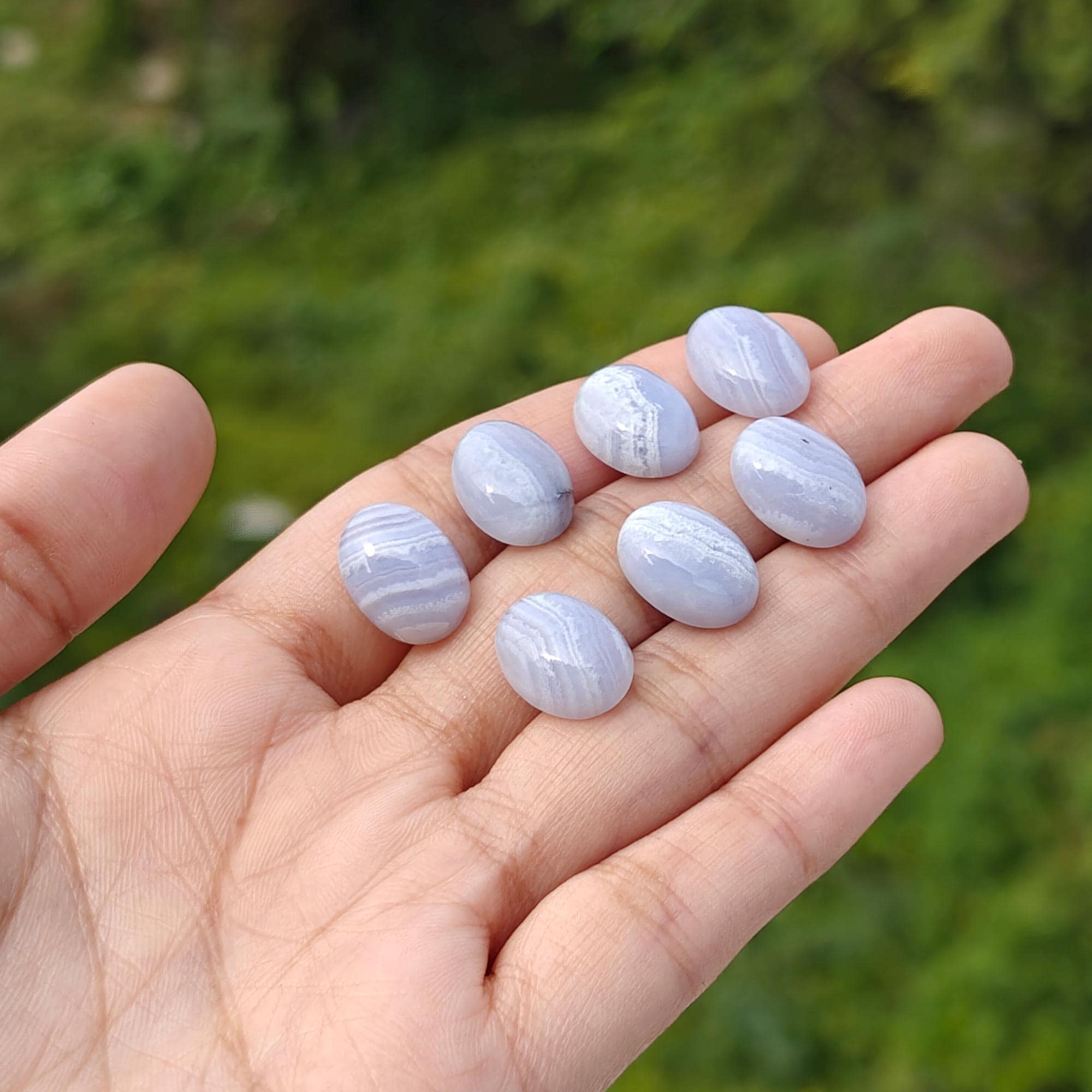 Natural Blue Lace Agate 10X14MM Oval Loose Gemstone Cabochon In Wholesale Lot