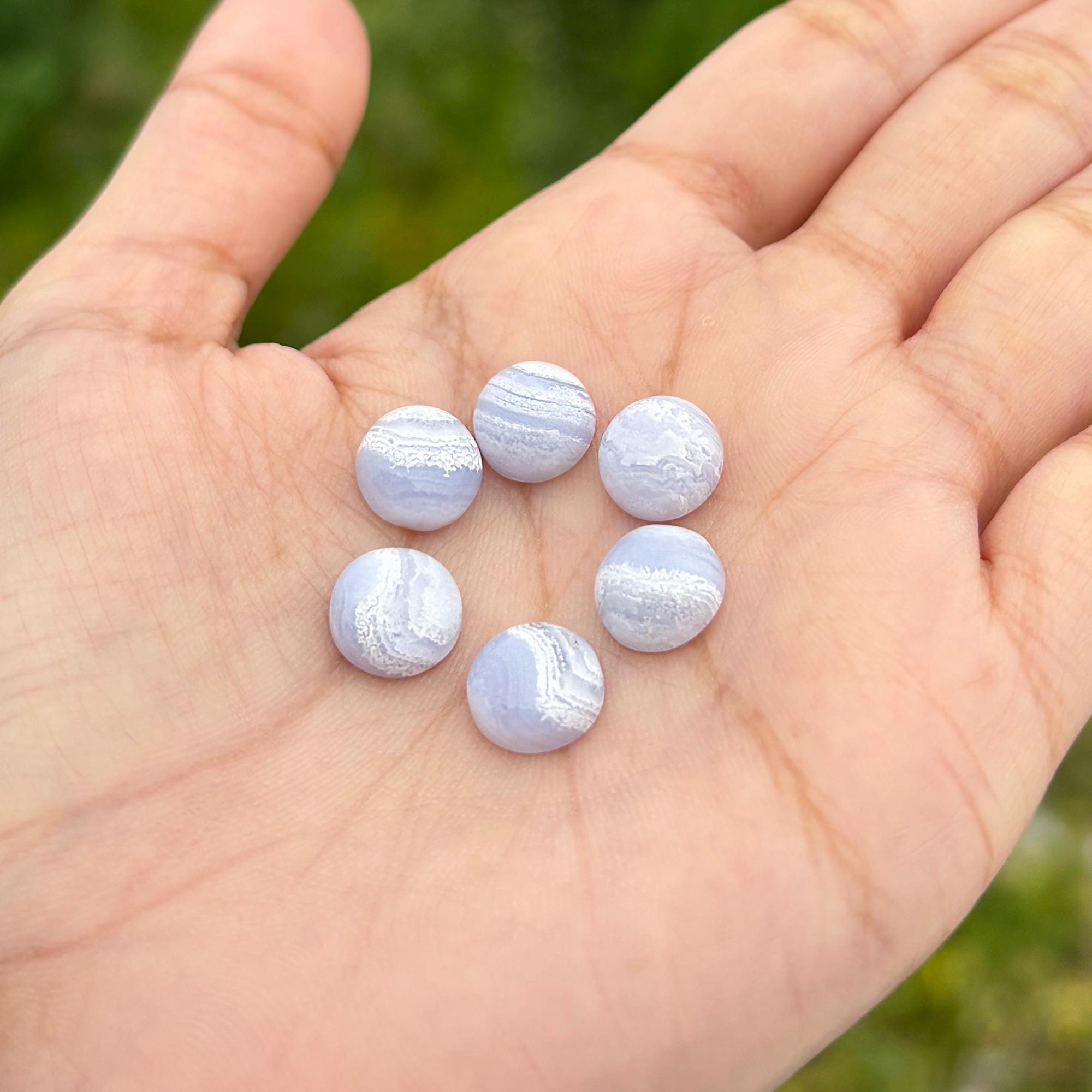 10mm Round Blue Lace Agate Cabochons Loose Gemstone for Making Jewelry