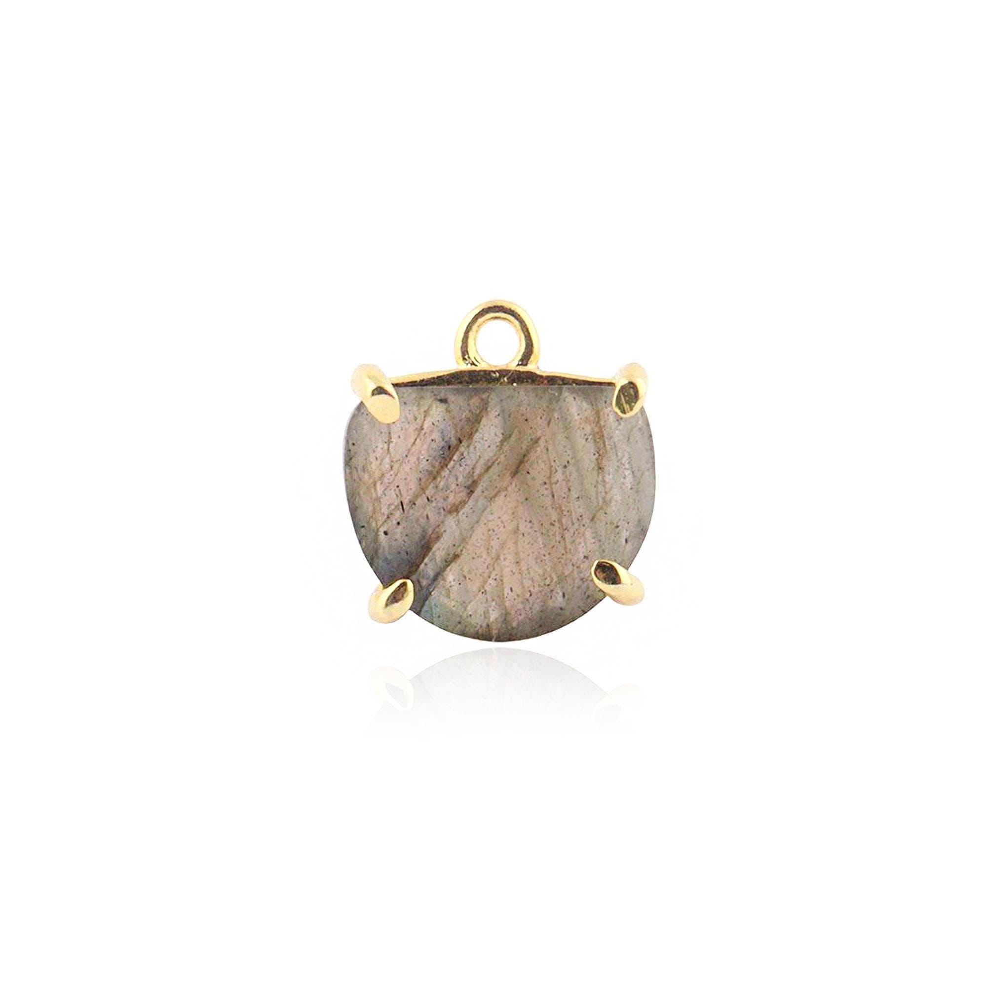 Multi Flash Labradorite Connector Gold Plated Prong Set Gemstone Charm Making Supply