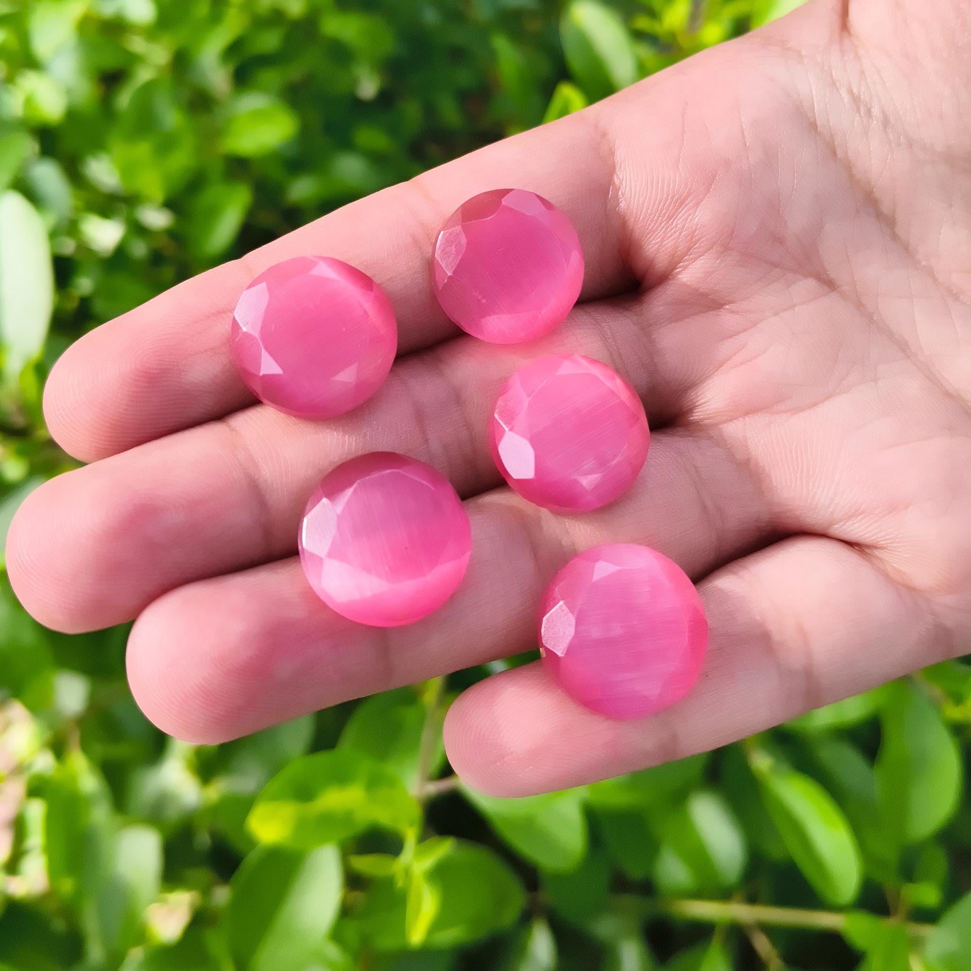 Pink Monalisa Faceted Gemstone: 16MM Round Shape Stone For Making Jewelry