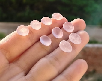 Pedra preciosa de quartzo rosa: pedra solta cabochão oval de 8 x 10 mm