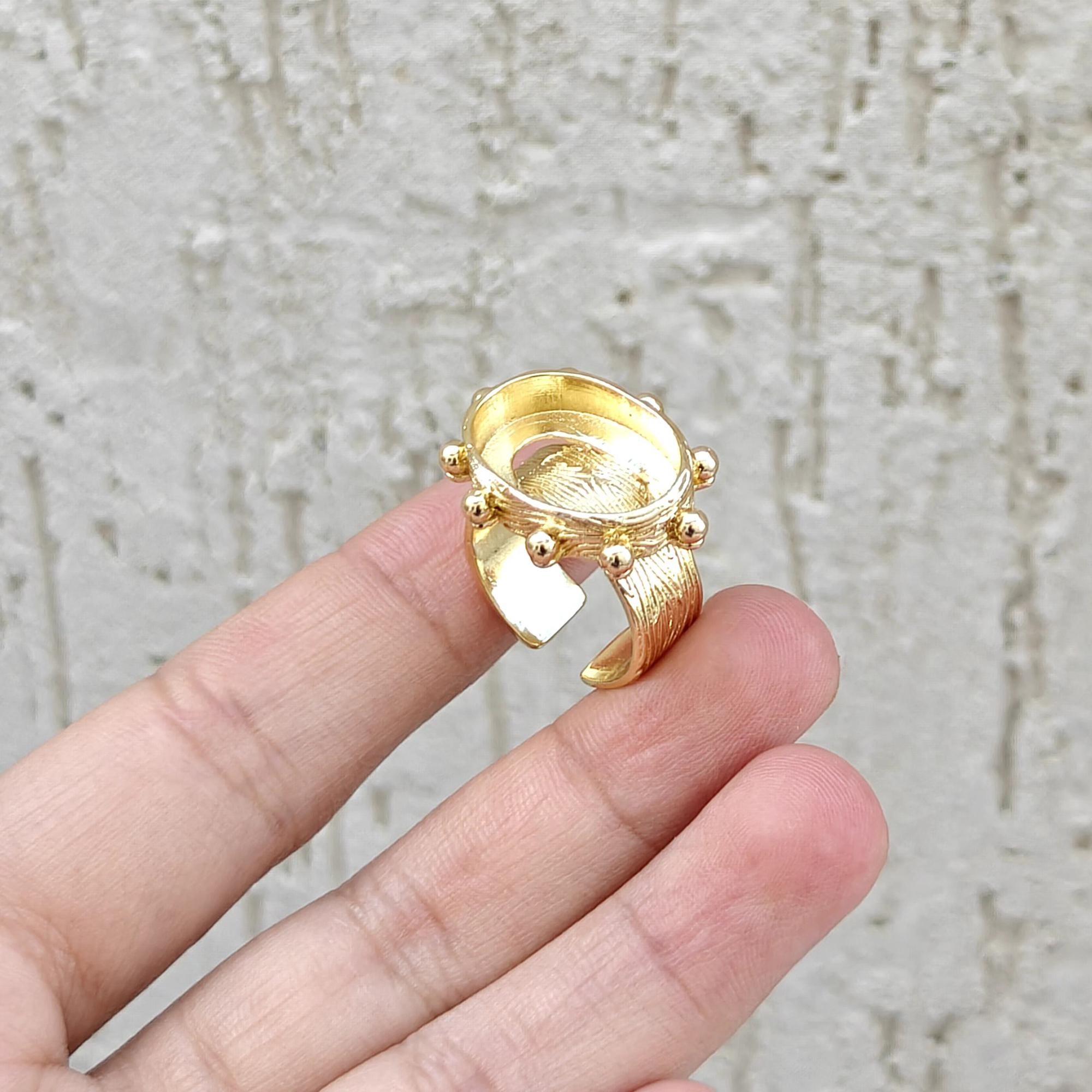 Oval Stone Gold Plated Ring Blanks For Stone Setting Making Frames