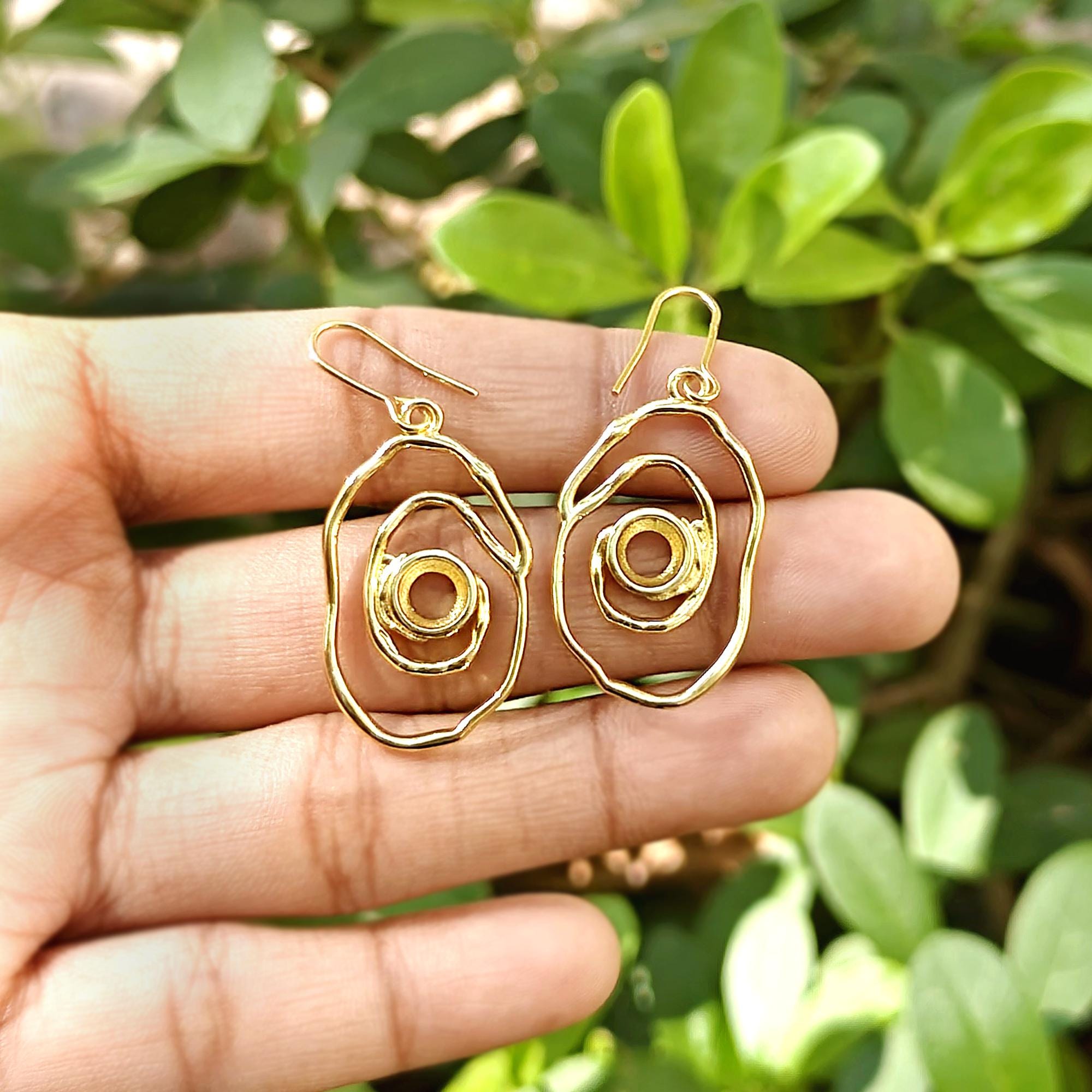 Mount Dangle Earrings without Stone Gold Plated Blank Frames Making Supplies