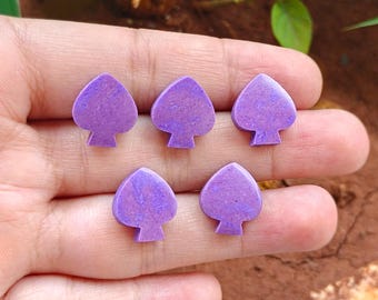 Purple Turquoise Stone Hand Carved Spade Shape Cabochon Loose Gemstone for Jewelry Making