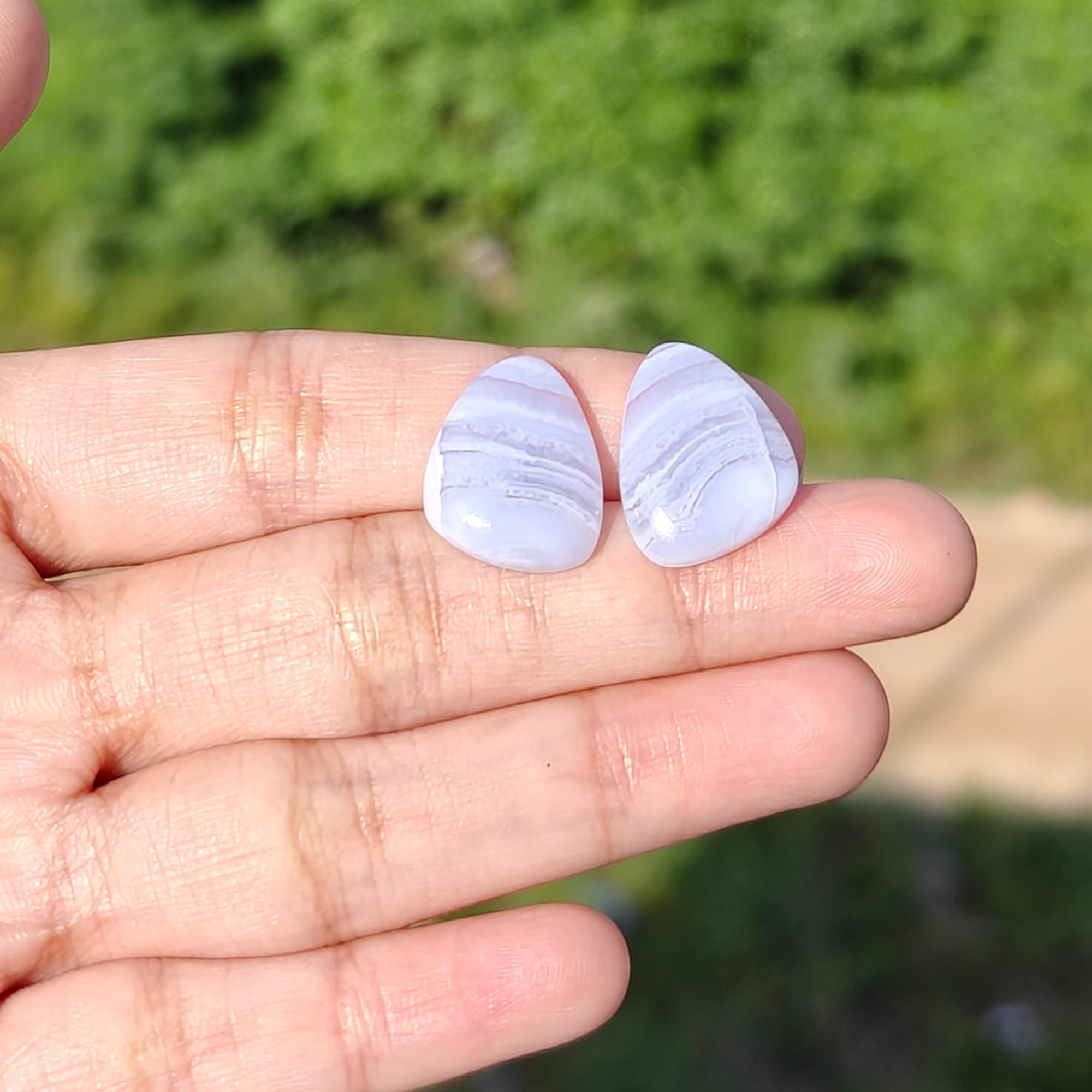 17.70 Cts. Blue Lace Agate Fancy Shape Gemstone Matching Pair – Natural Cabochons Gemstone
