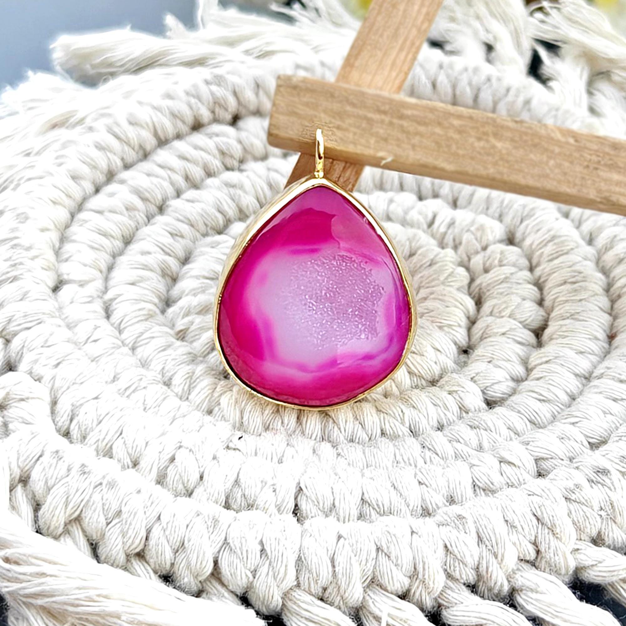 Gold Plated Druzy Geode Gemstone Charm Wholesale Priced Single Bail Pendant Connector