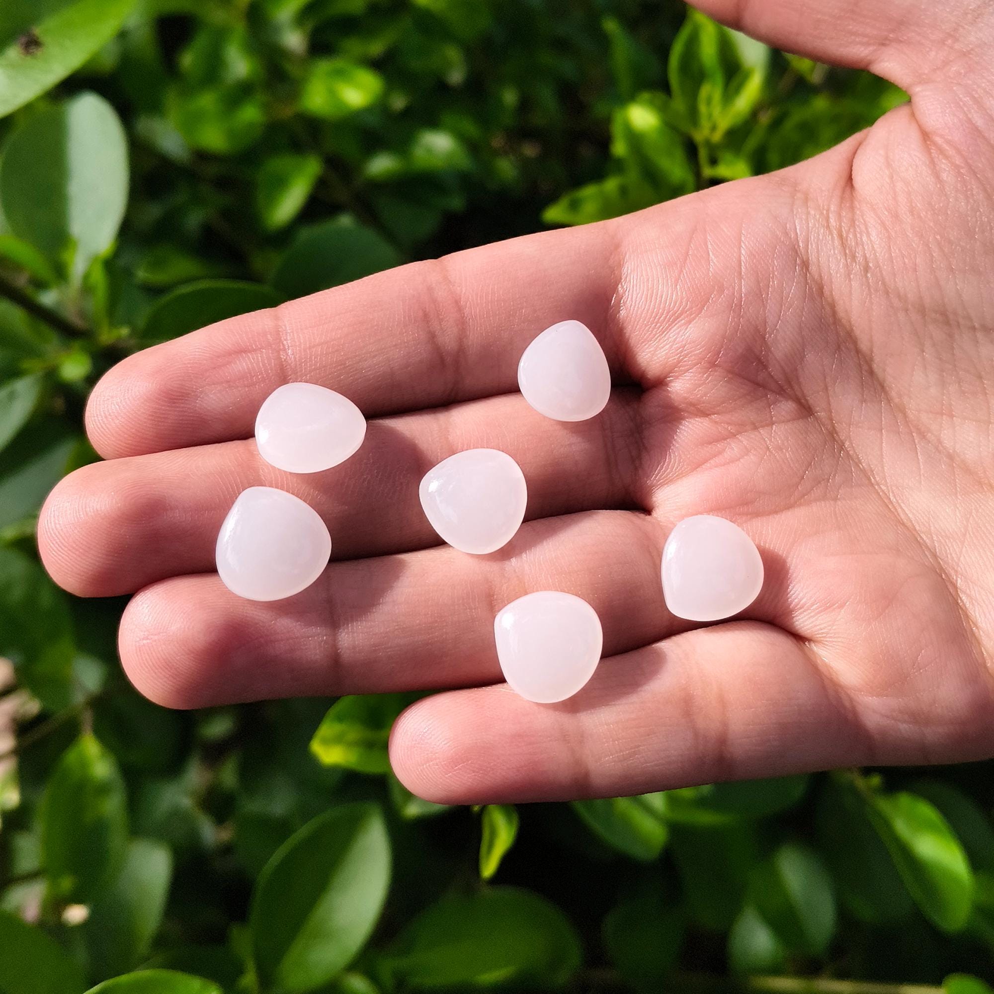 12mm Heart White Chalcedony Cabochons Gemstones Lot