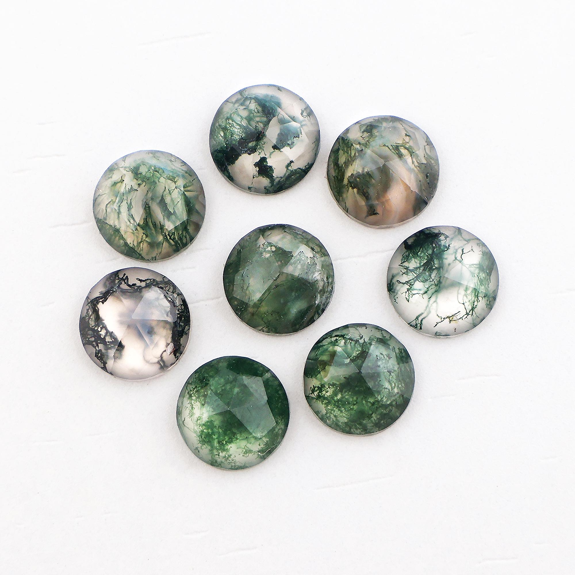8mm Round Rose Cut Moss Agate Loose Wholesale Lot : Natural Gemstone