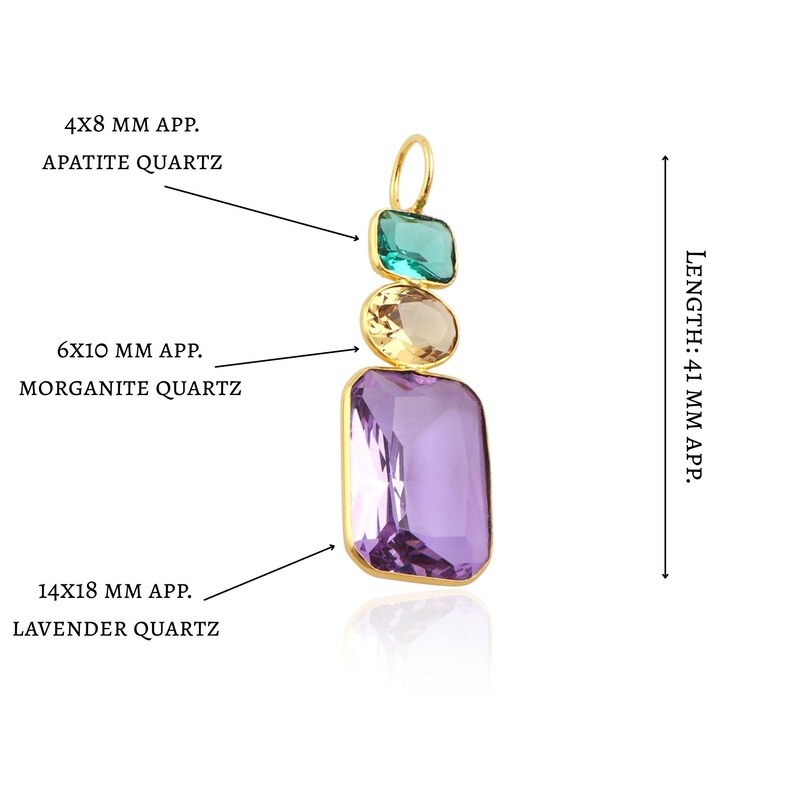 Infographic Module Components Apatite, Morganite, Lavender Quartz Pendant Charm Gold Plated Bezel Set ...