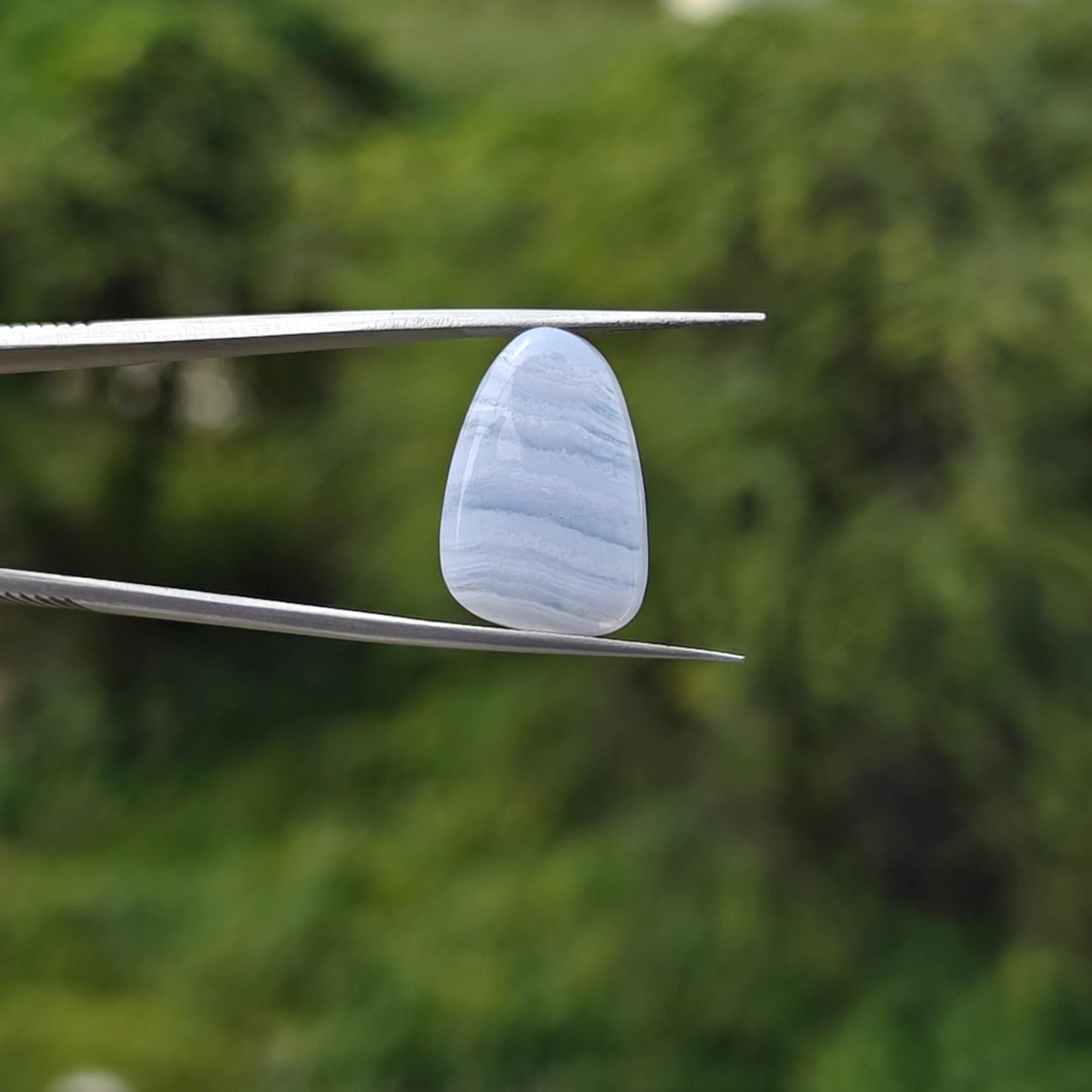 Blue Lace Agate Cabochon Gemstone Pair – 20.70 Cts