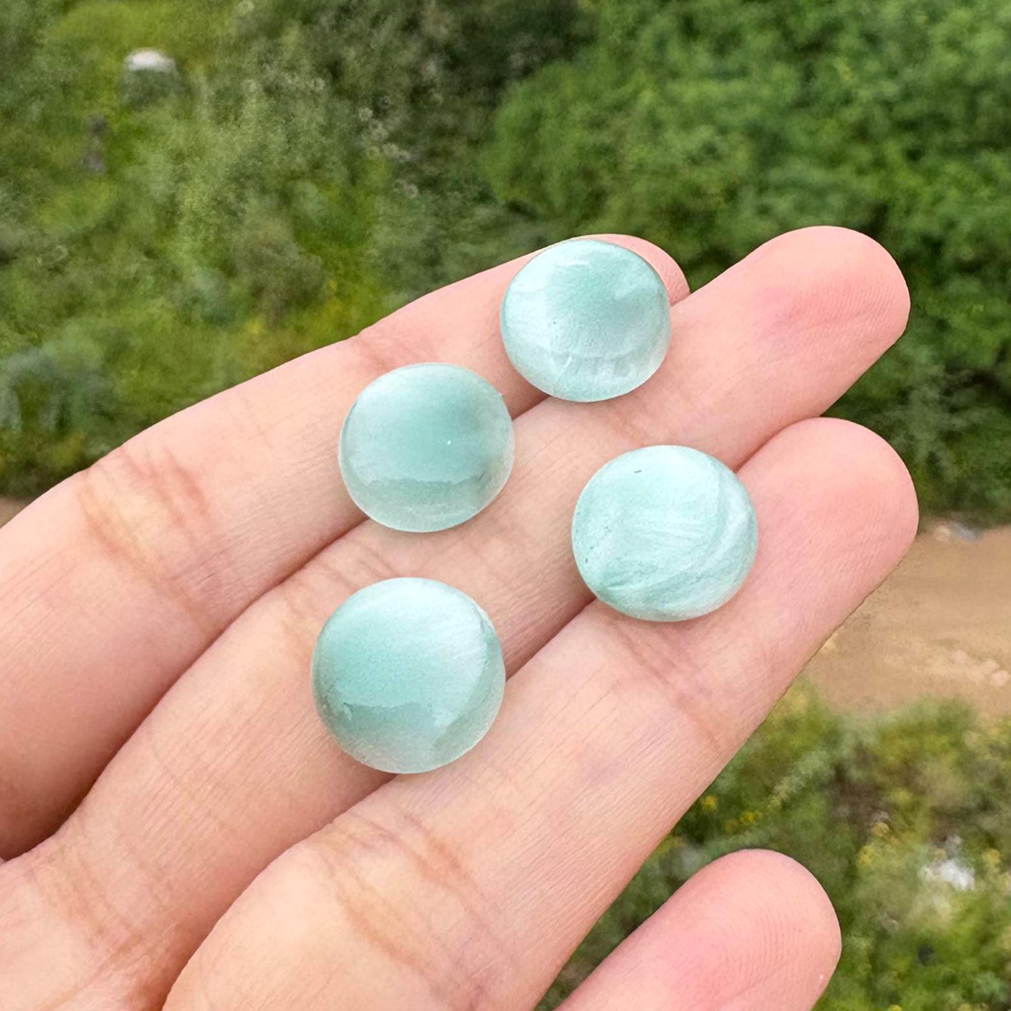 12mm Round Natural Hemimorphite Gemstone Cabochon -Flat Back - Smooth Polished - For Making Rings