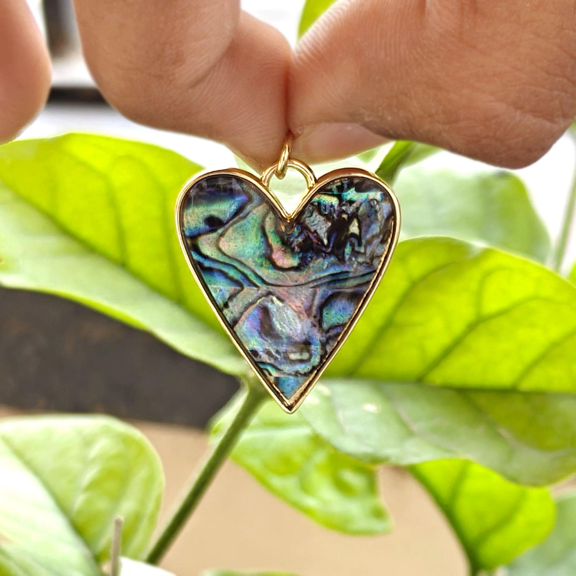Abalone Shell Heart Pendant Gold Plated Necklace Making Charm